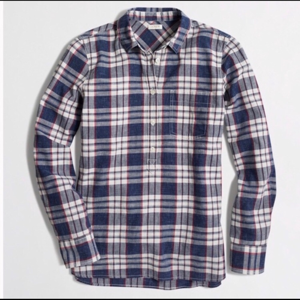 J.Crew Factory Plaid popover shirt